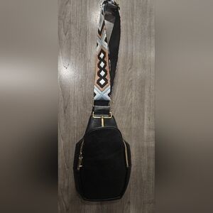 Black Unbranded Slingback With Aztec Guitar Strap